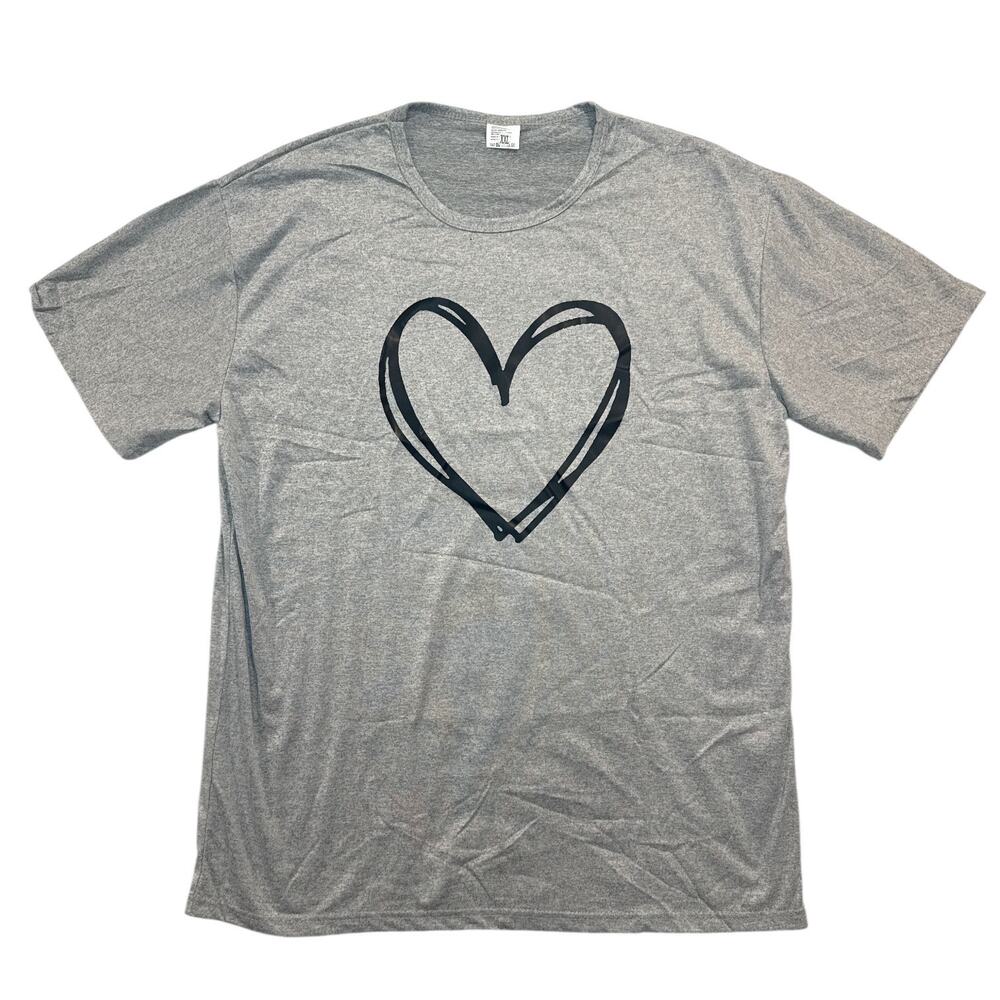 Gray Heart Graphic T-Shirt Unisex XXL short sleeve crew NEW